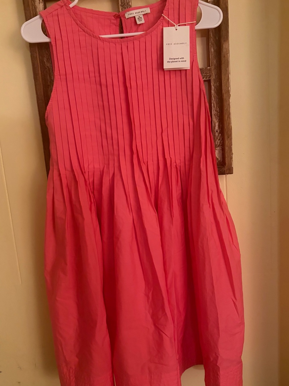Free Assembly Sleeveless Pleated Coral Dress